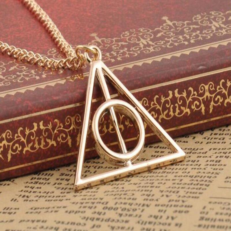 Deathly Hallows Gold Triangle Necklace  Pendant Chain Harry Potter 